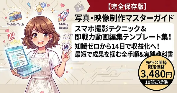 写真・映像制作マスターガイド：スマホ撮影テクニック＆即戦力動画編集テンプレート集！知識ゼロから収益化へ全手順＆実践教科書