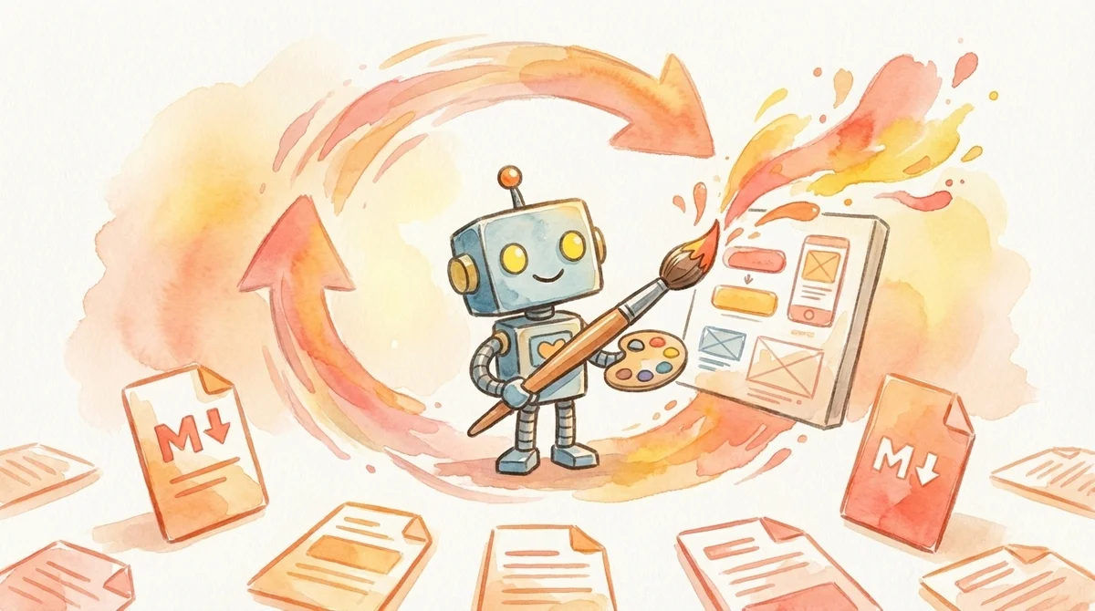 ロボットが絵筆でUIを描くワークフロー