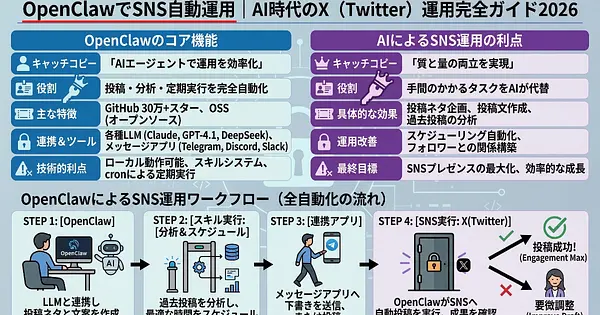 OpenClawでSNS自動運用｜AI時代のX（Twitter）運用完全ガイド2026