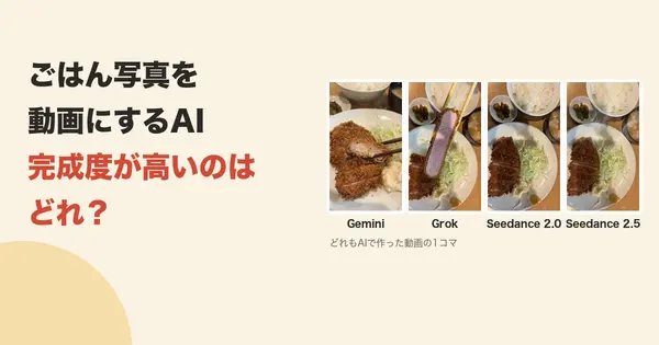 ごはん写真を動画にするAI、完成度が高いのはどれ？