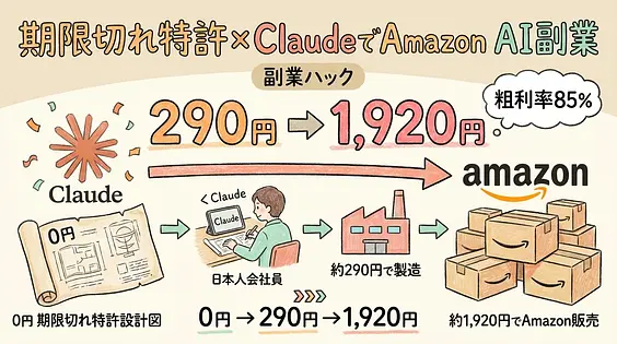 期限切れ特許×ClaudeでAmazon AI副業：290円で作って1,920円で売る