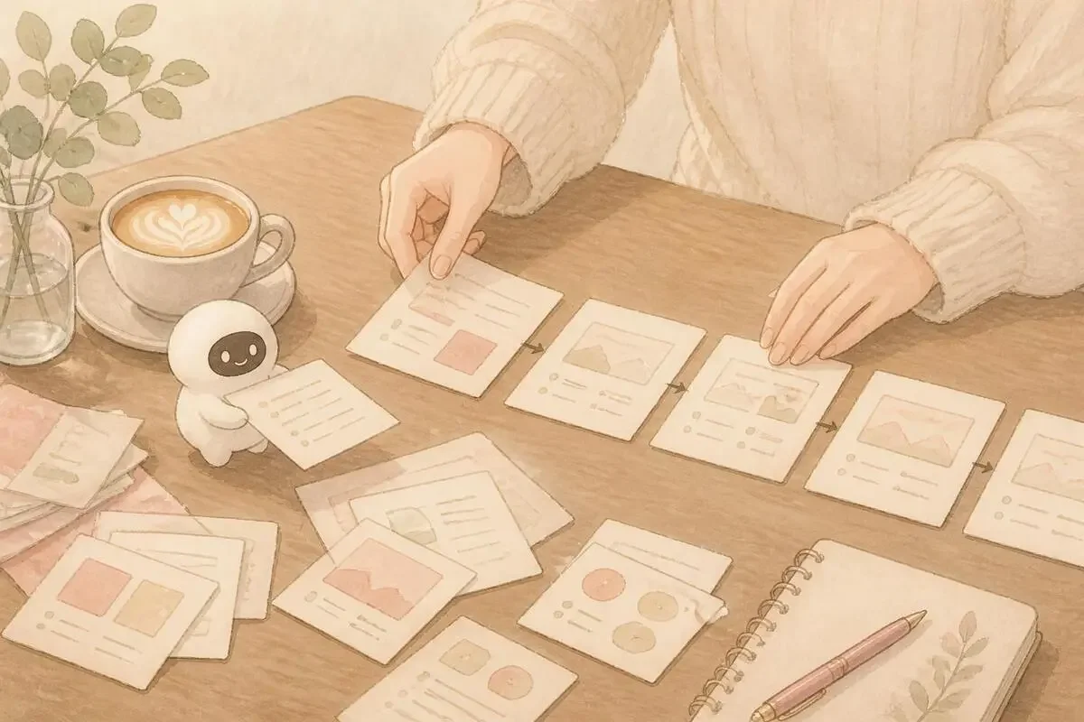 スライドの形が手元で整っていくイメージ