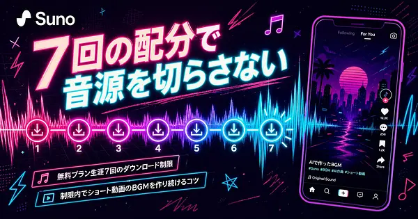 無料のまま音源を切らさない Sunoダウンロード7回の使い切り方