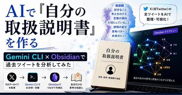 AIで『自分の取扱説明書』を作る｜Gemini CLI×Obsidianで過去ツイートを分析してみた
