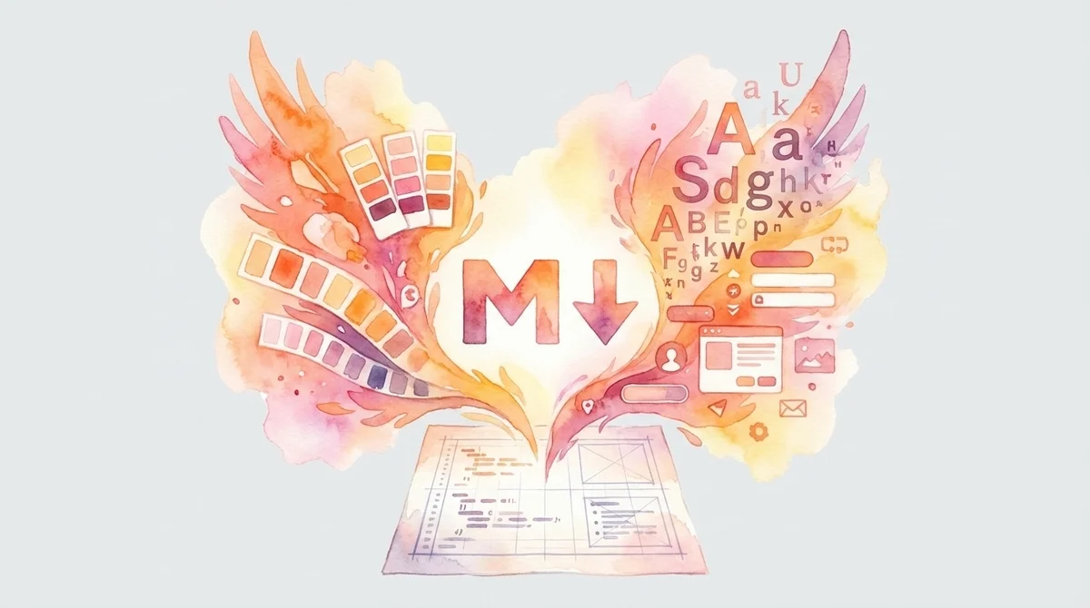 Markdownファイルからデザイン要素が生まれるイメージ