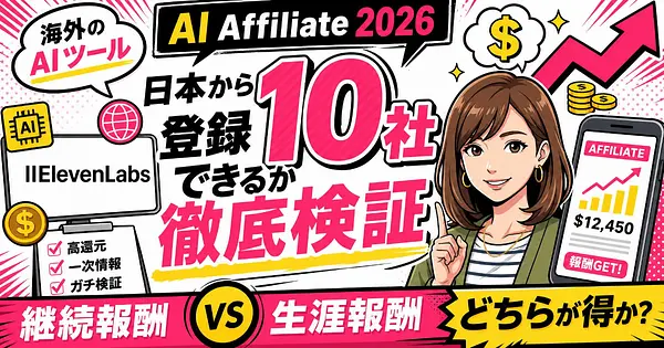 2026年版AIツールアフィリエイト10選 日本から登録できるか徹底検証
