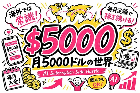 海外のAIサブスク副業を調べたら月5000ドルまで稼げると分かった