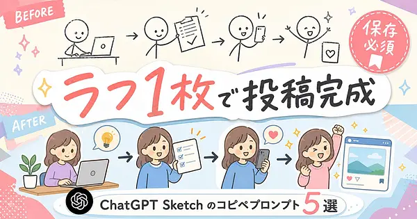 手描きラフがそのままイラストになる、ChatGPT Sketchのコピペプロンプト5選