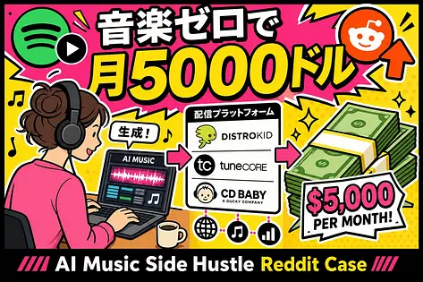 音楽知識ゼロで月5000ドル稼いだAI音楽副業をReddit実例で検証した