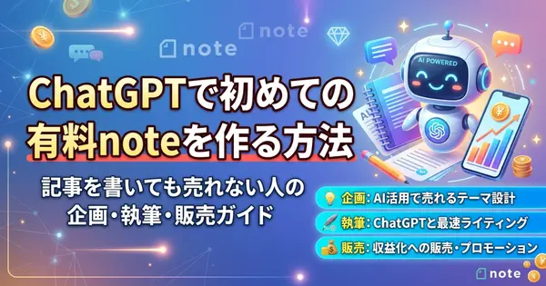 ChatGPTで初めての有料noteを作る方法｜記事を書いても売れない人の企画・執筆・販売ガイド